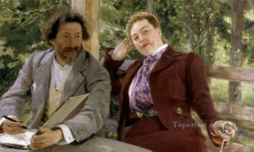  Ilya Canvas - Double Portrait of Natalia Nordmann and Ilya Repin Russian Realism Ilya Repin